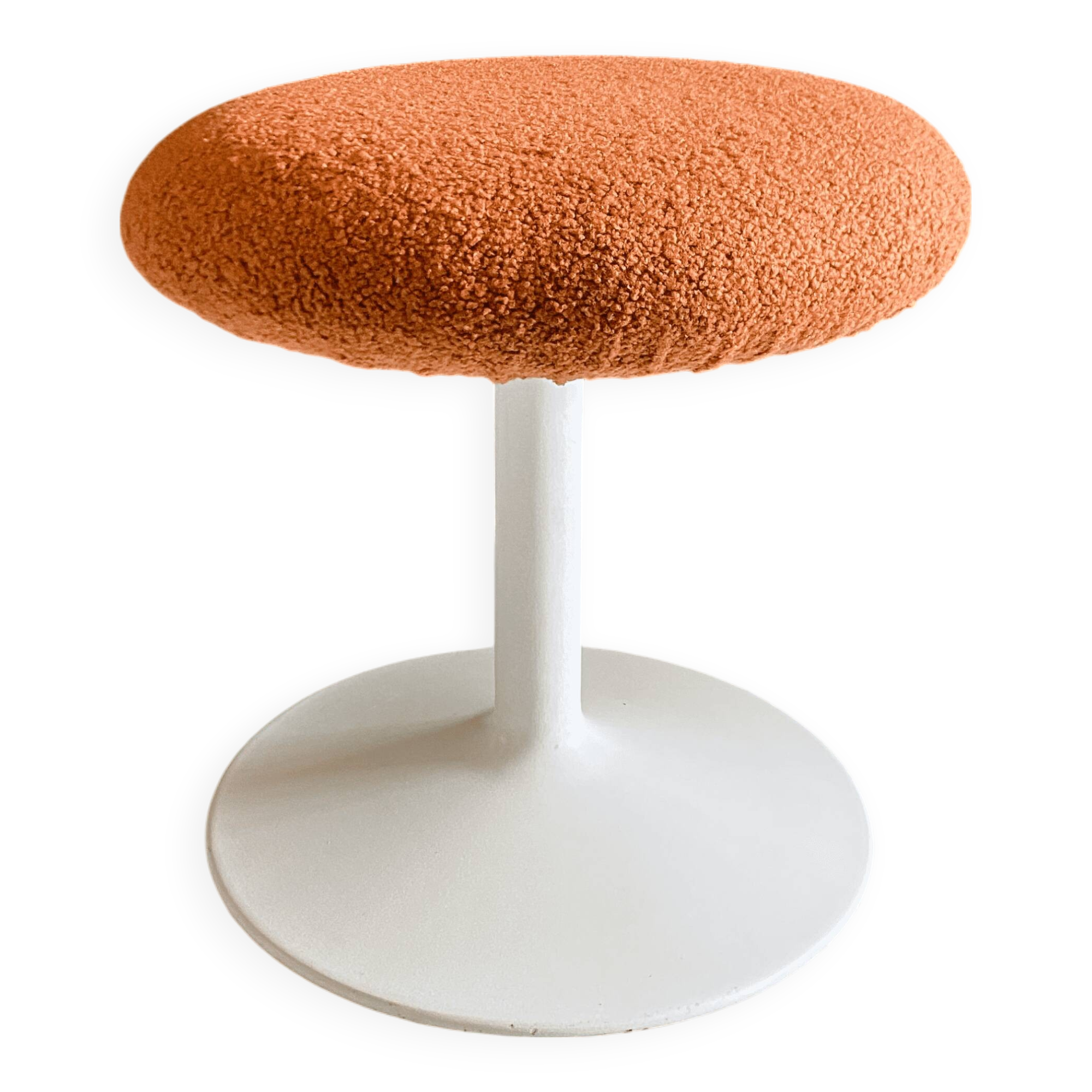 Vintage Spage Age stool with bouclette fabric seat