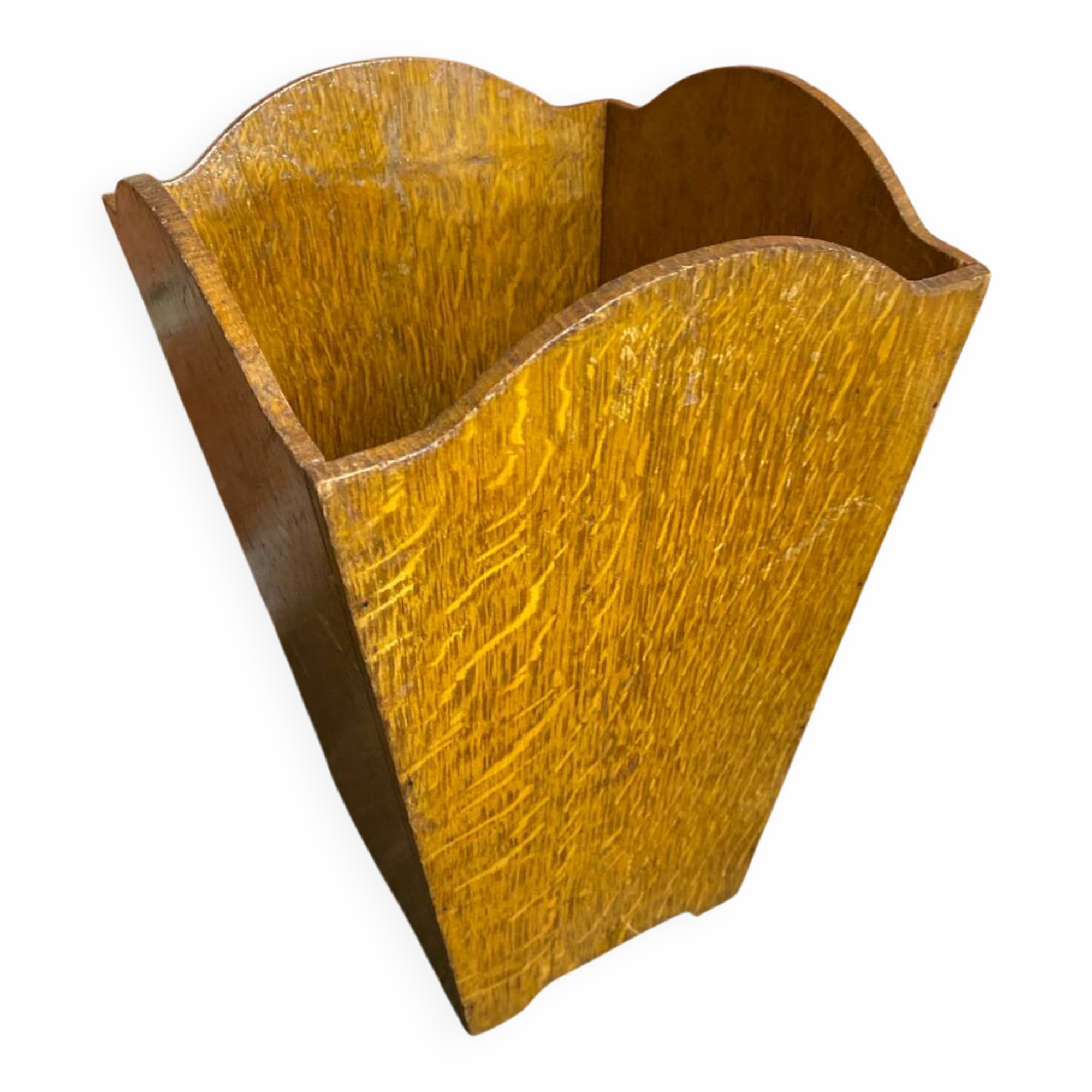 Vintage Wooden Trapezoid Umbrella Stand Basket #D867