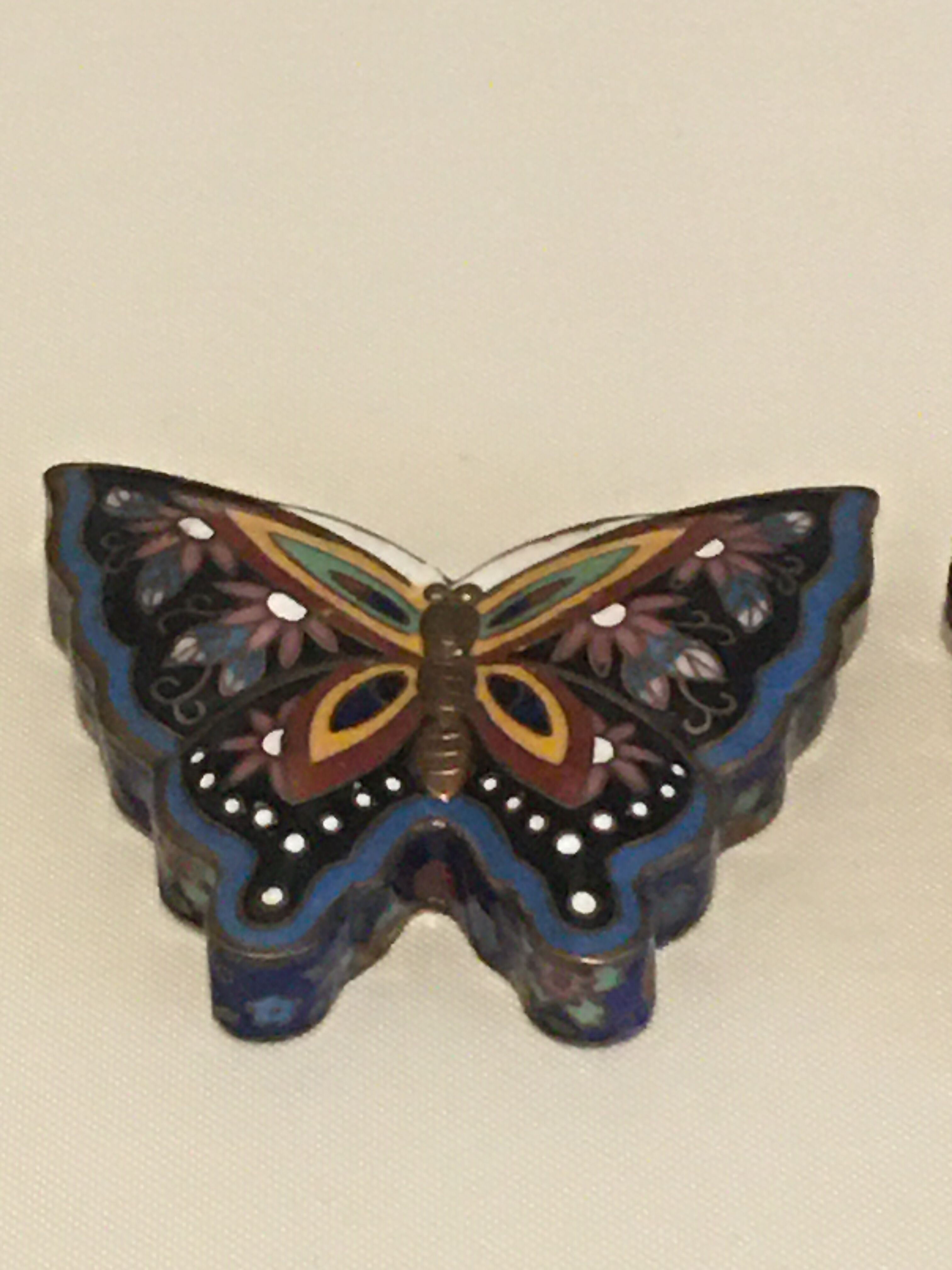 Enamelled brass butterfly box