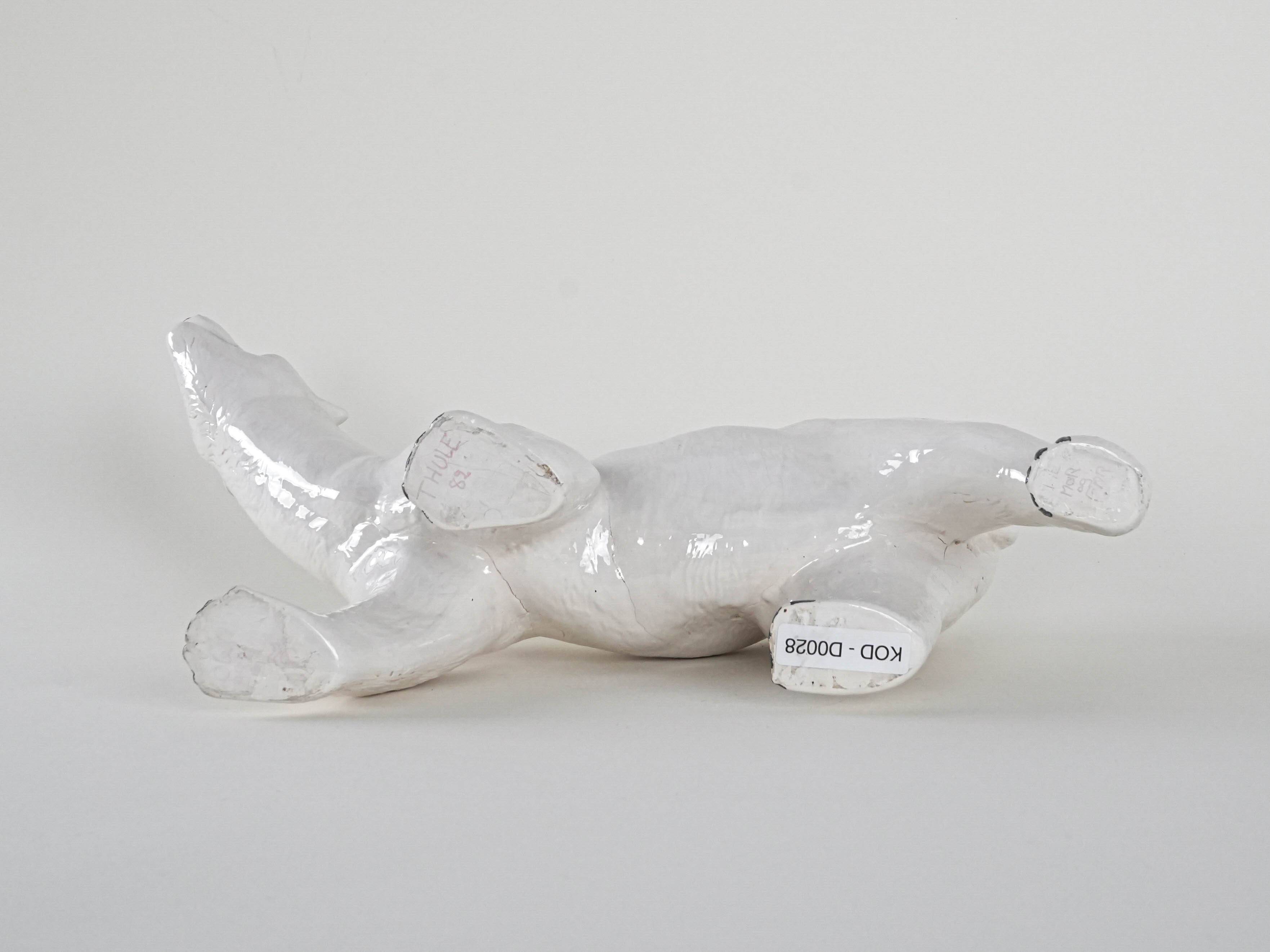Sculpture d'ours polaire en céramique, Danemark années 1970