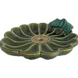 Large decorative dish, green ceramic flower, mid-20th century