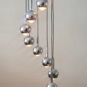 Wortmann & Filz cascade pendant lamp in chrome, Germany 1970