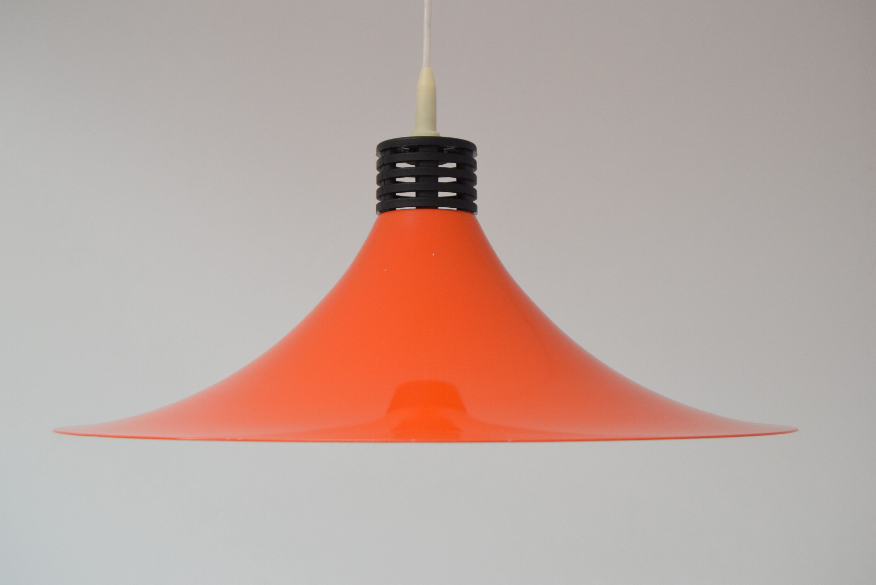 Mid-century Orange Lacquered Metal Pendant,circa 1980's.