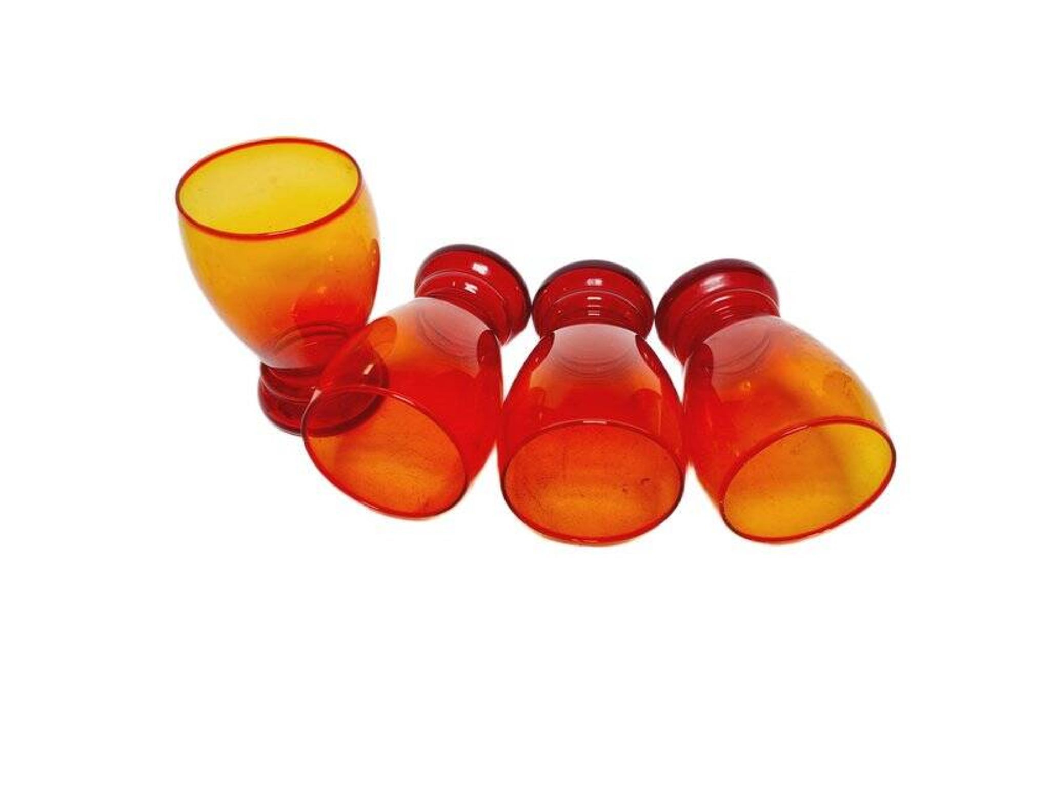 Postmodern juice set from Barbara Glassworks, Poland, 1970s, set of 4