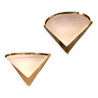 Pair of golden art deco wall lights