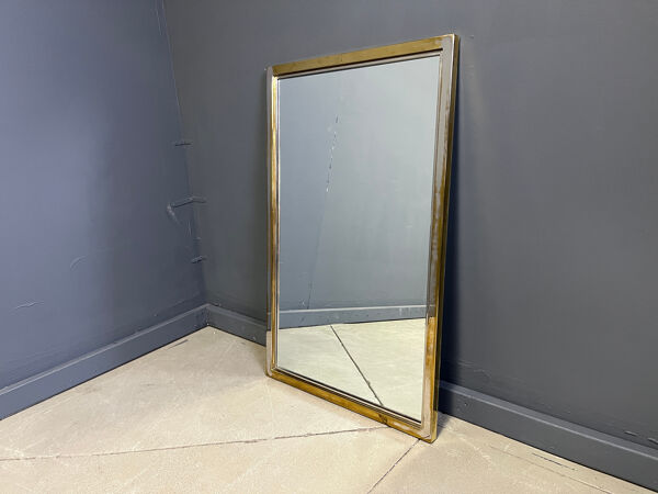 Miroir en laiton vintage par Belgochrom, années 1970