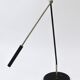 Articulated floor lamp with counterweight mid-century by Rupert Nikoll, nickel, brass.