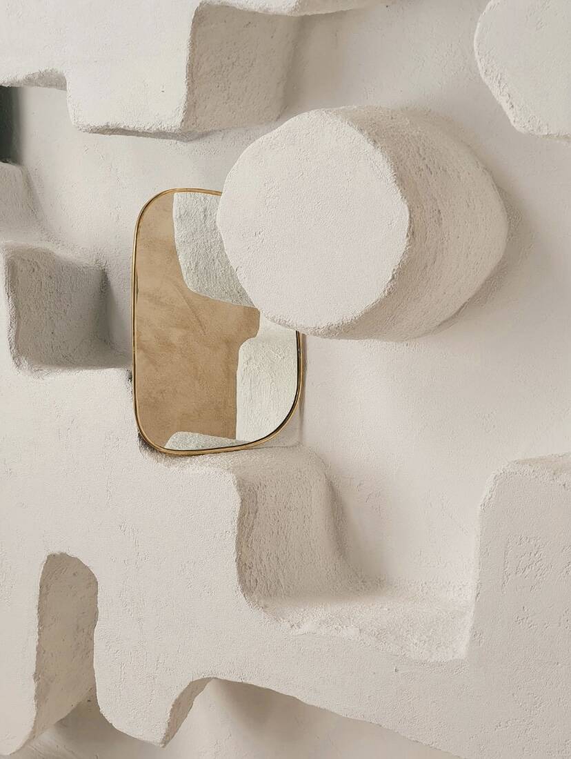 Miroir forme D en laiton - Miroir mural, salle de bain, décoration