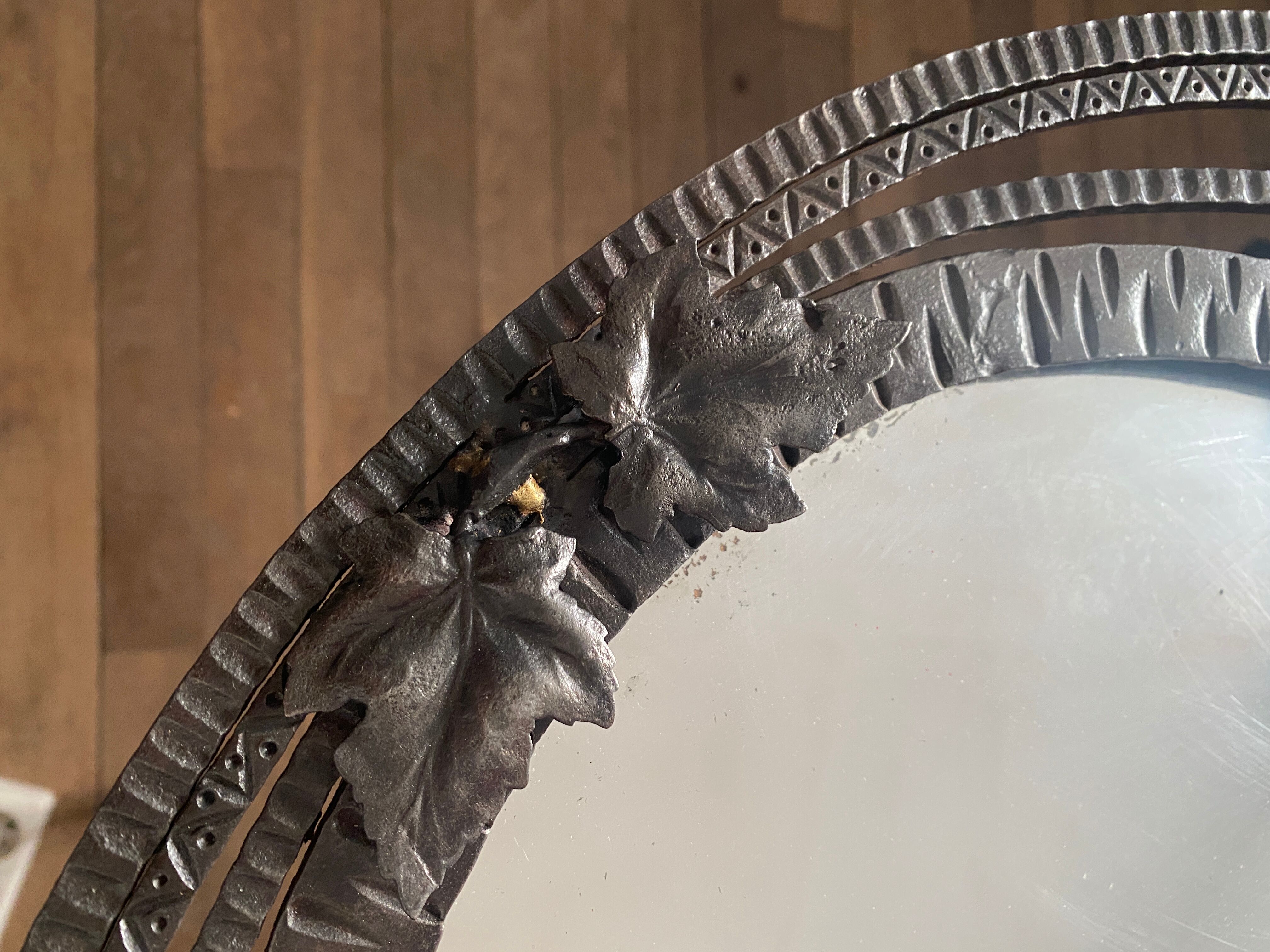 Art Deco wrought iron mirror 72x74cm