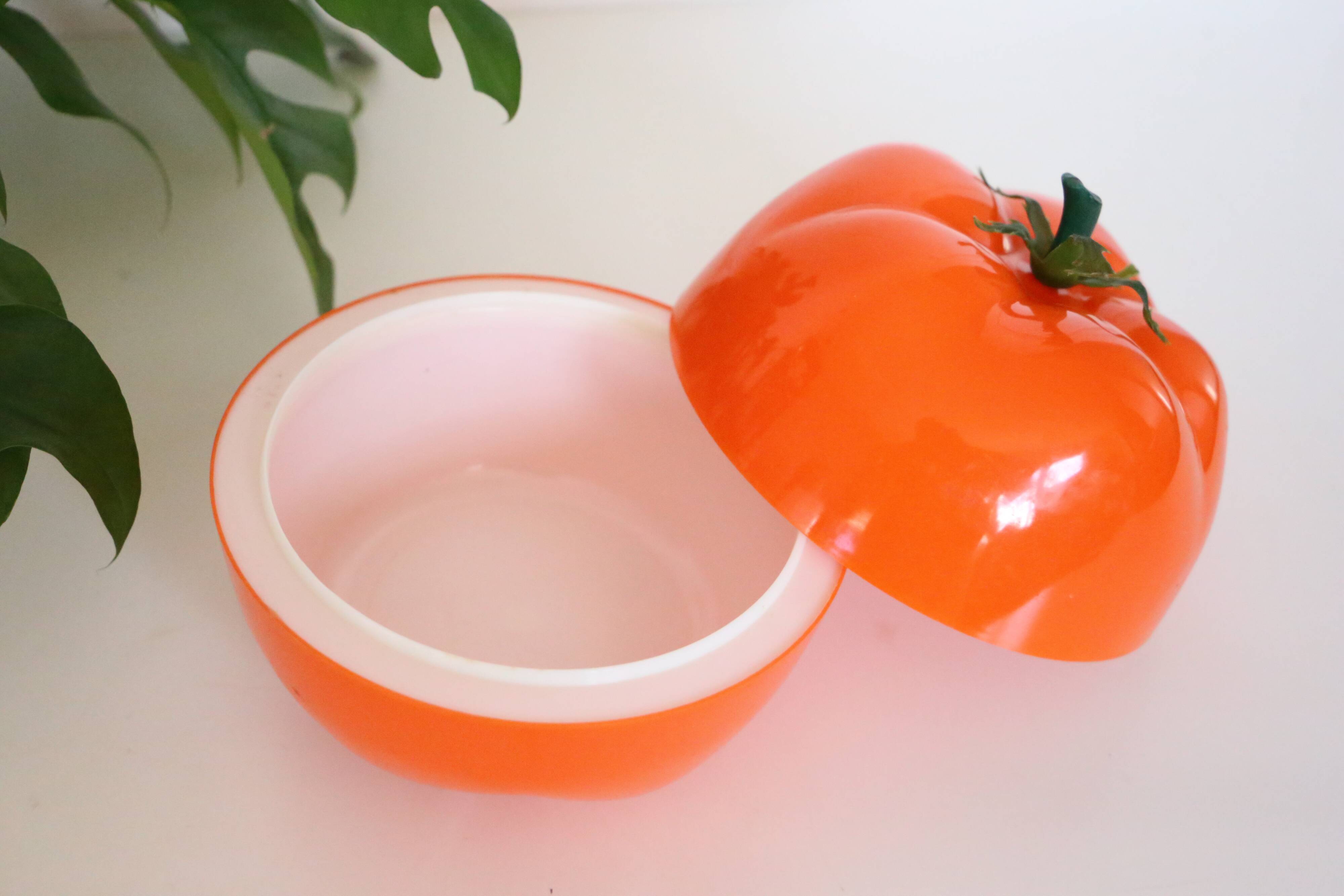 Orange tomato ice bucket, vintage