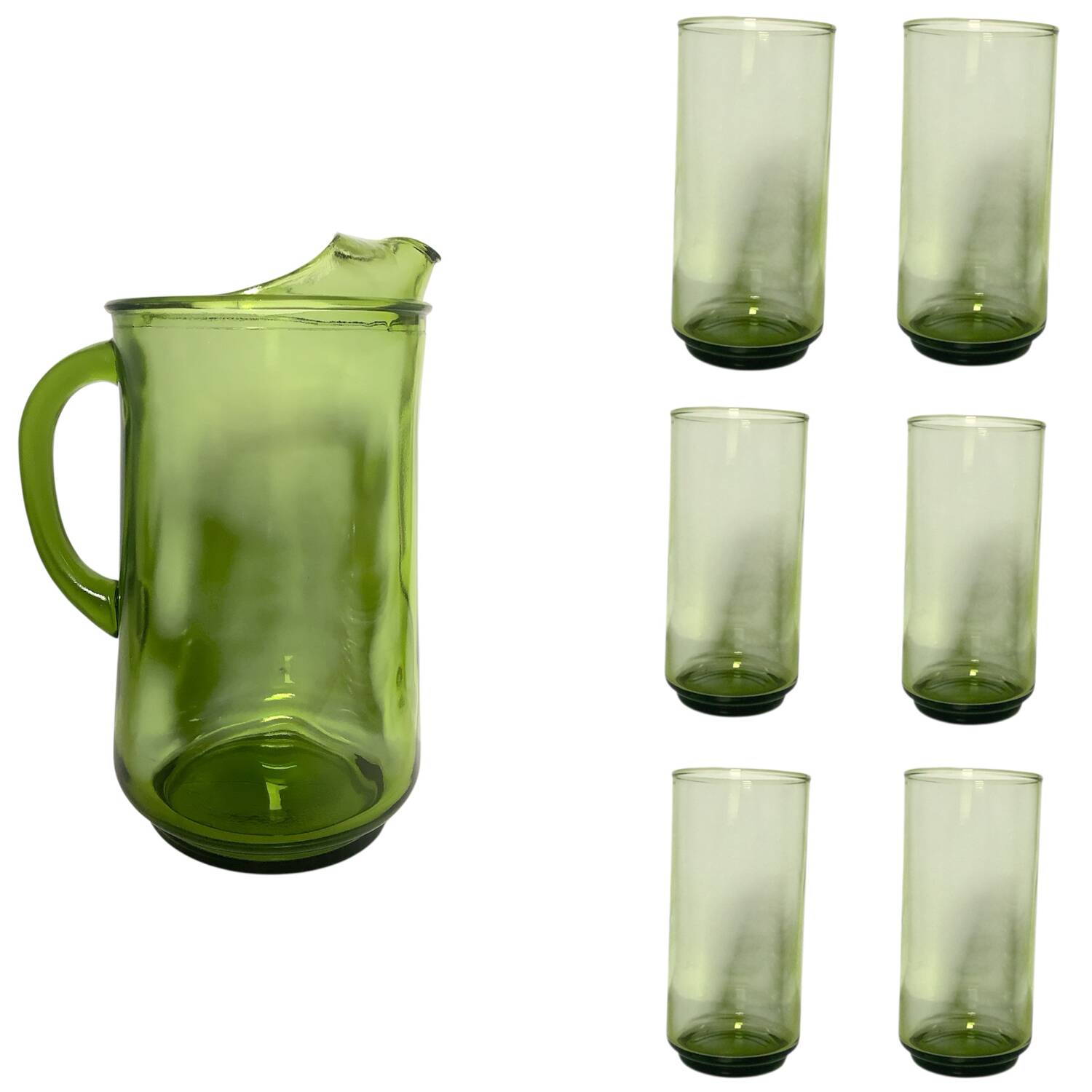 Drinks service (carafe and 6 glasses, Italy) from the 60s/70s