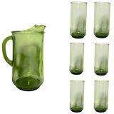 Drinks service (carafe and 6 glasses, Italy) from the 60s/70s