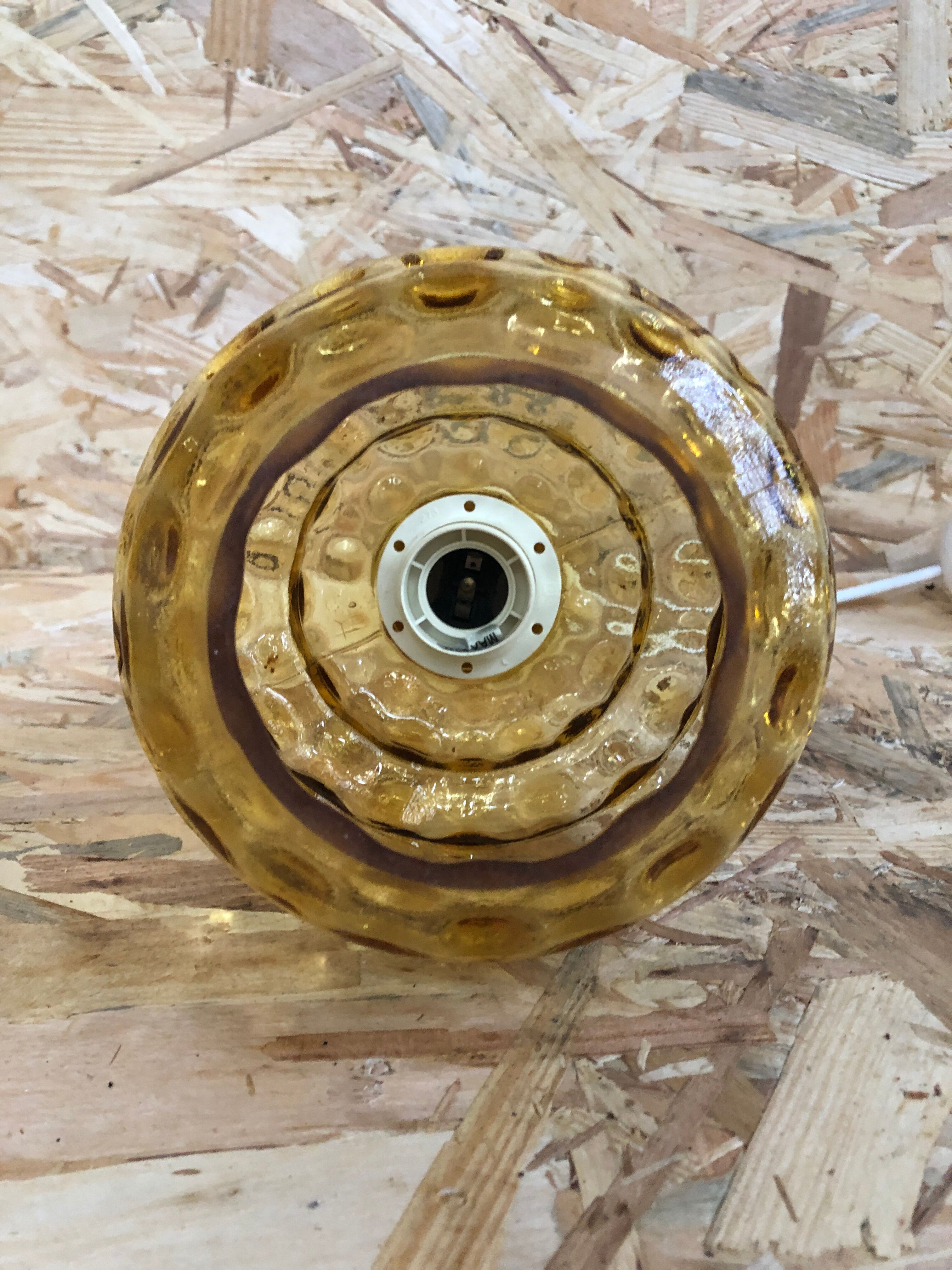 Old suspension ball glass blown orange luminaire 70s vintage