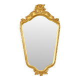 Gold Leaf Gilded Deknudt Crested Mirror Facet Hollywood Regency