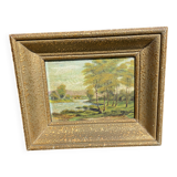 Landscape painting on panel