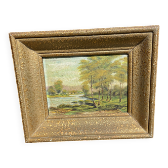Landscape painting on panel