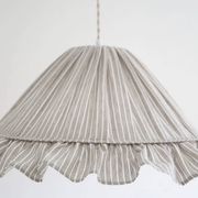 Suspension Emilia, pleated lampshade with frills, olive stripes