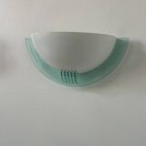 Pair of vintage post-modernist wall lights, white metal, perspex, France 1980