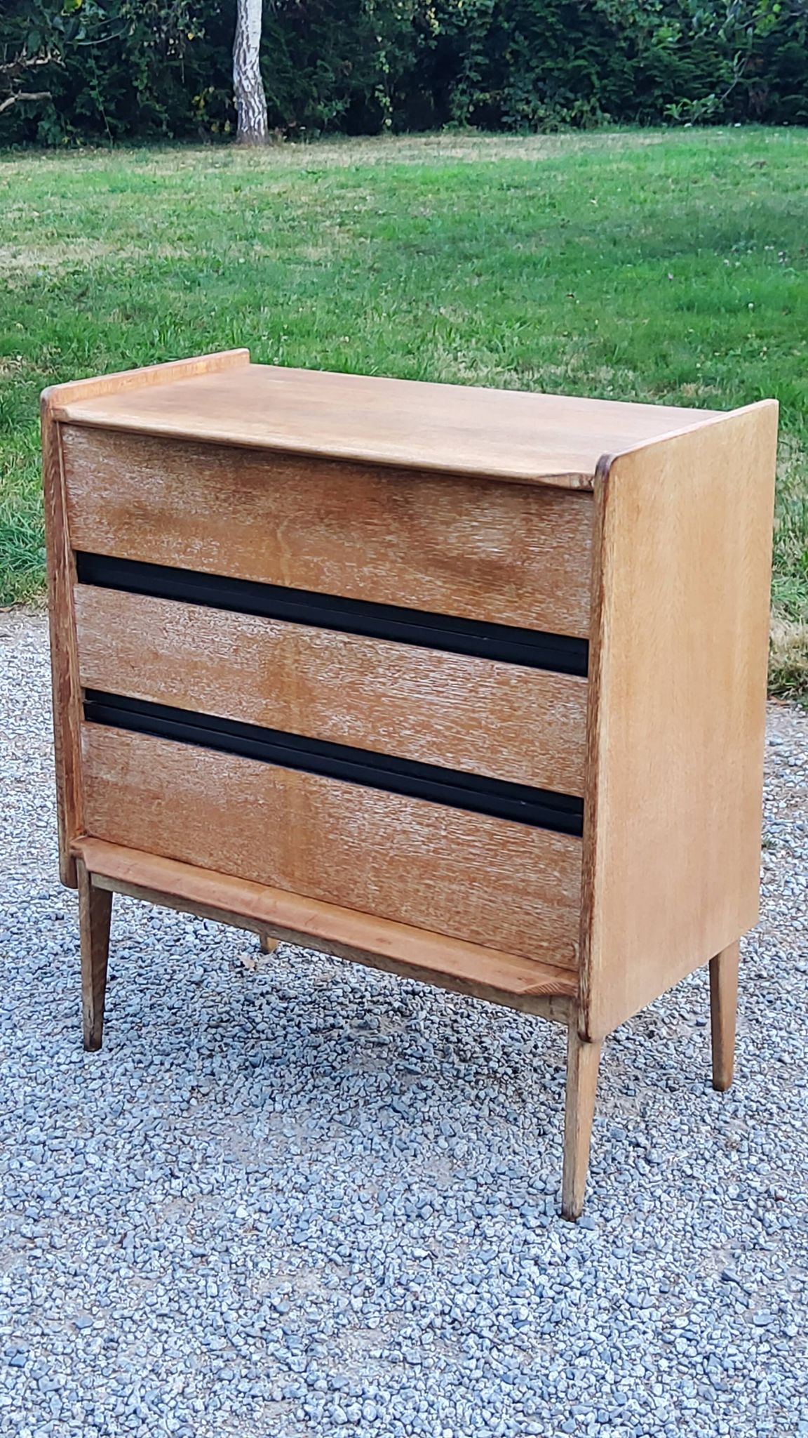 Vintage Gérard Guermonprez chest of drawers with 3 compass feet from the 50s