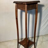 Vintage dark wood side table with curved base