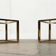 Tables d'appoint cube en laiton et verre à la française Hollywood Regency de Maison Charles, années 1970, lot de 2