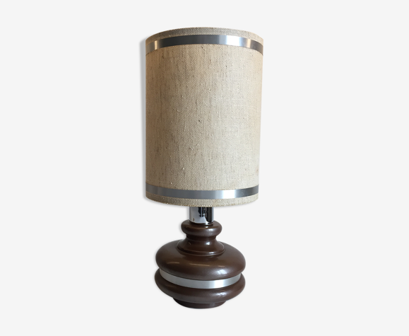 Lampe céramique cerclée aluminium années 70