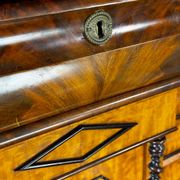 Biedermeier vintage oak and mahogany secretary desk, well-made, 1860.