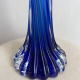 Vase soliflore bleu cobalt en verre de Murano