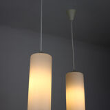 Pair of vintage Danish opaline glass hanging light