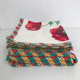 Rectangular tablecloth and 5 towels 70s