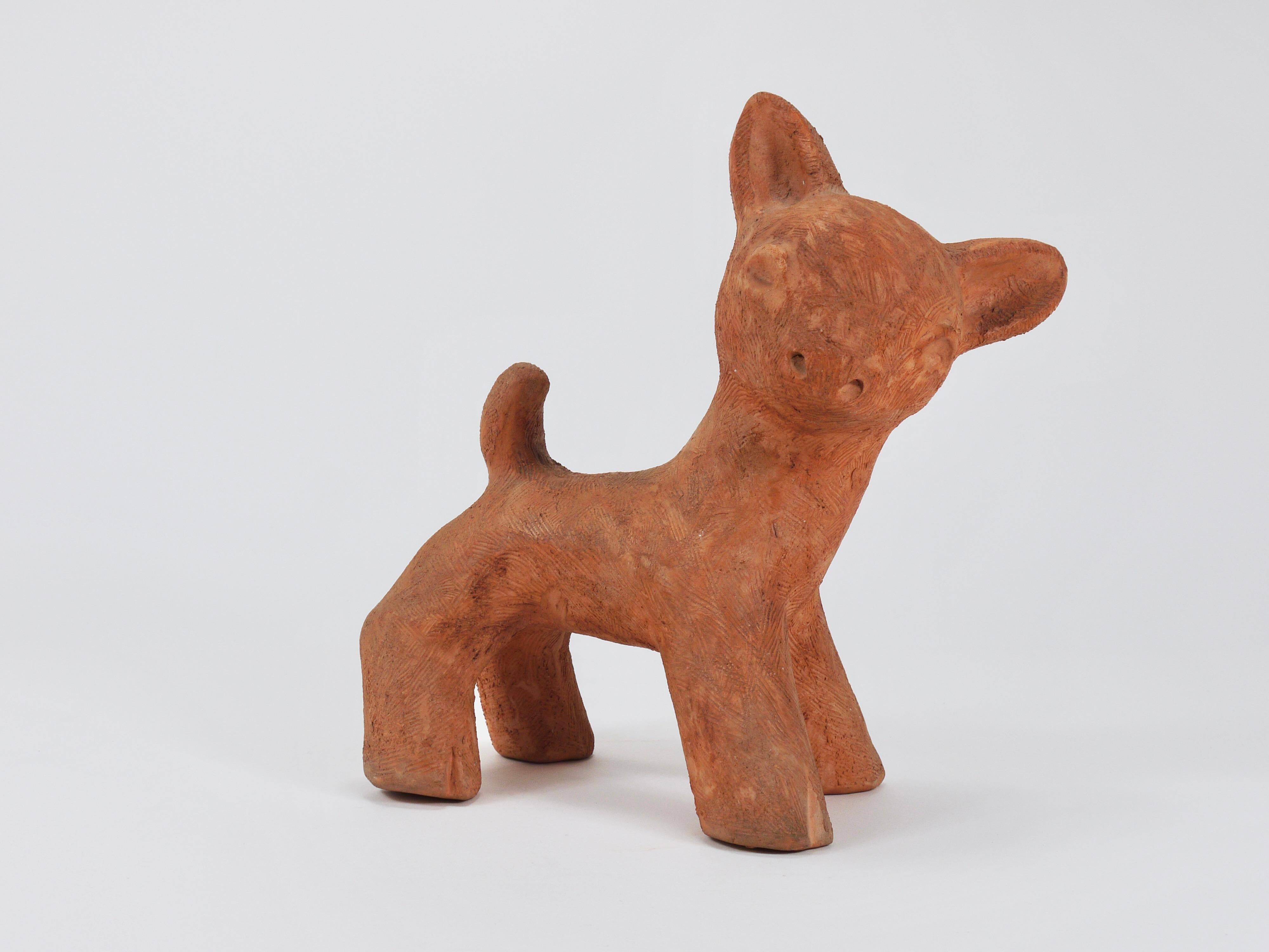 Walter Bosse Large Ceramic Sculpture of Baby Deer, Austria, 1920s