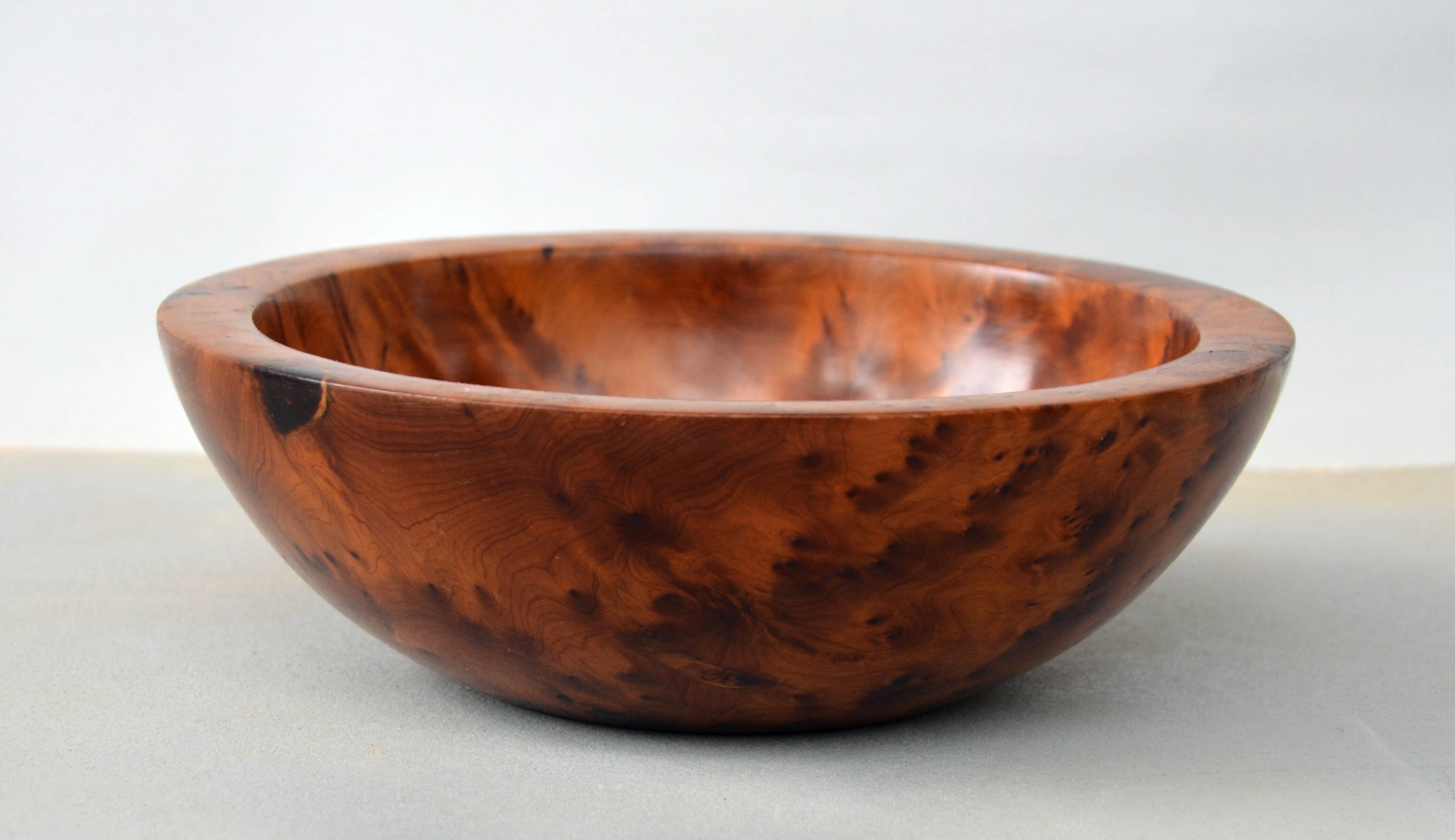 Mid Century Turned Oak Burl Bowl  Centerpiece Bowl