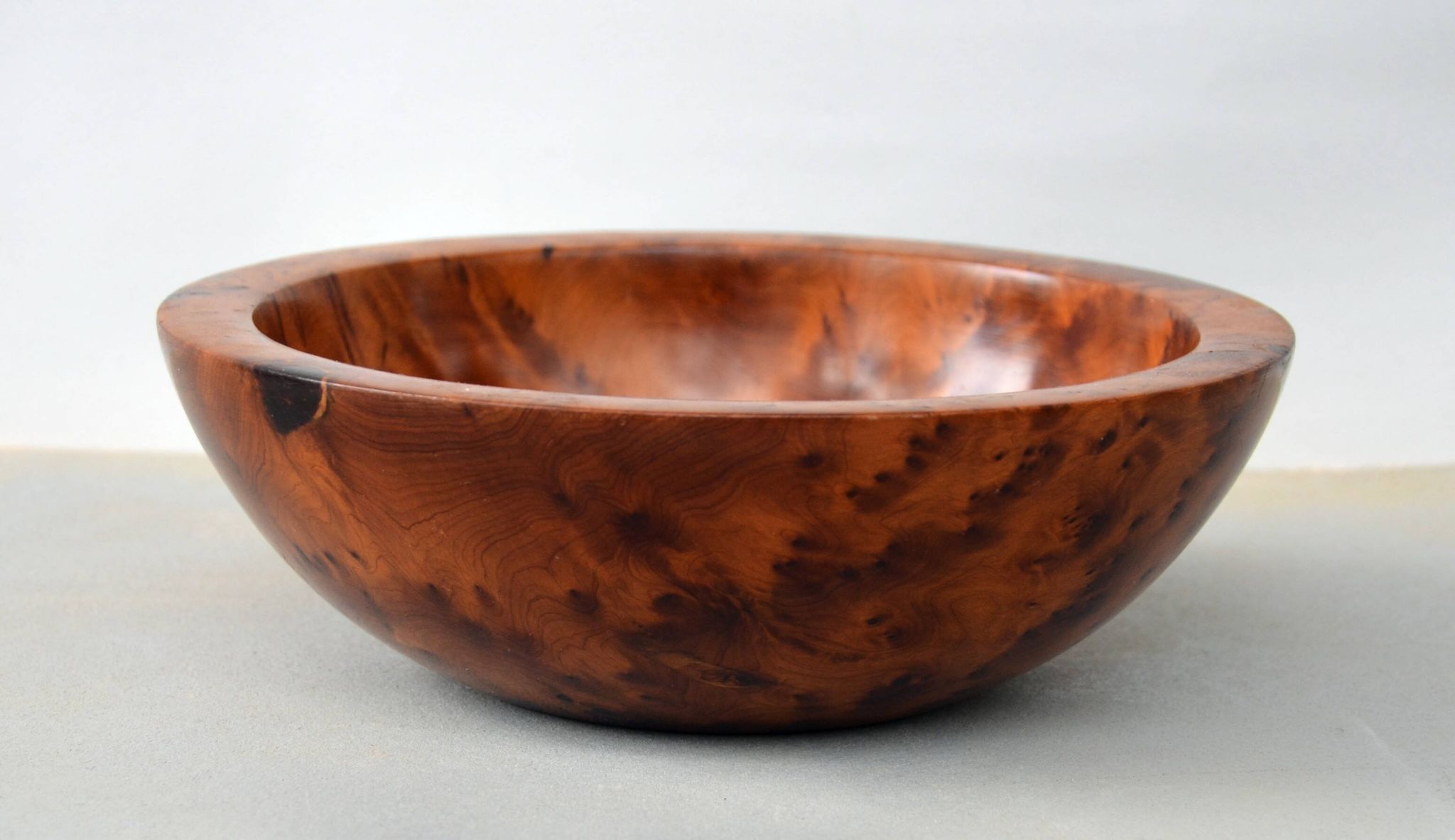 Mid Century Turned Oak Burl Bowl  Centerpiece Bowl