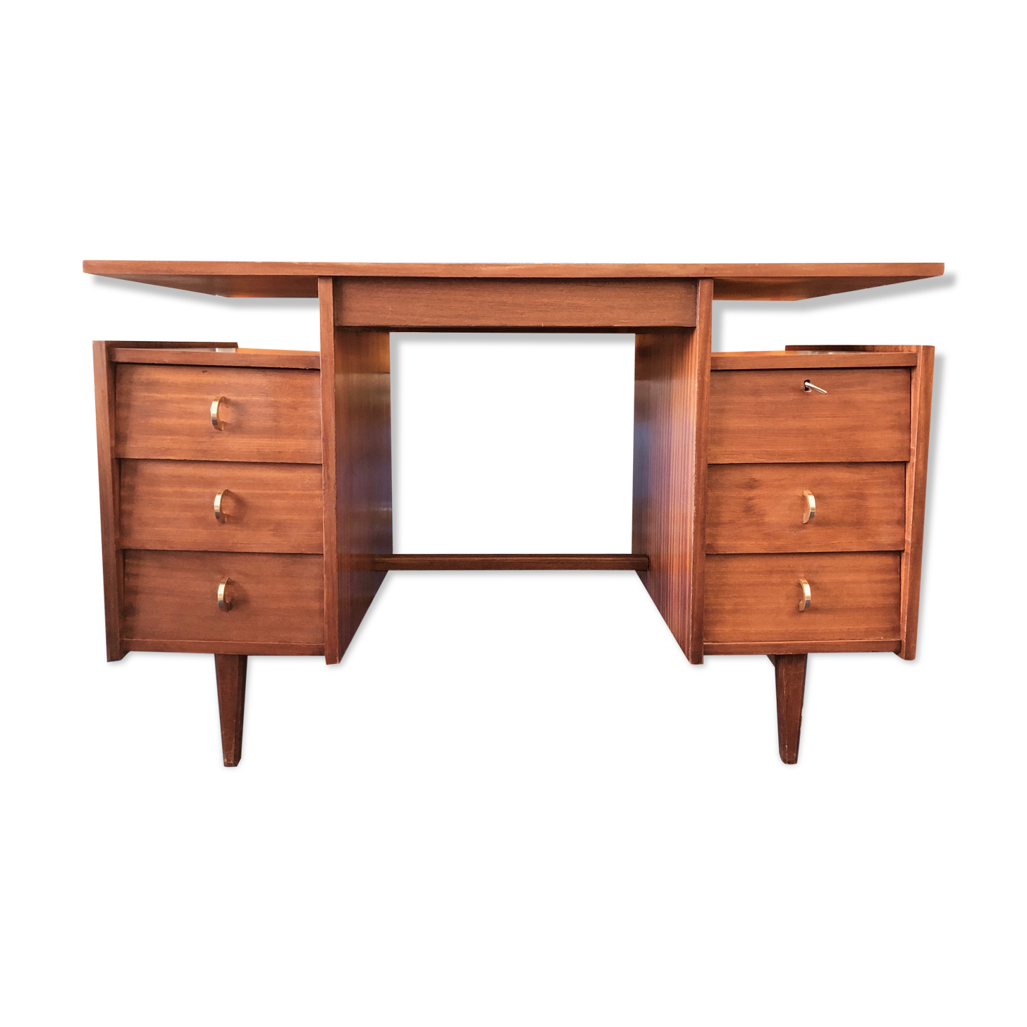 Mahogany writing desk 6 drawers 1960