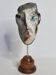 Signed raku ceramic mask, on base – Contemporary sculpture, 35 cm