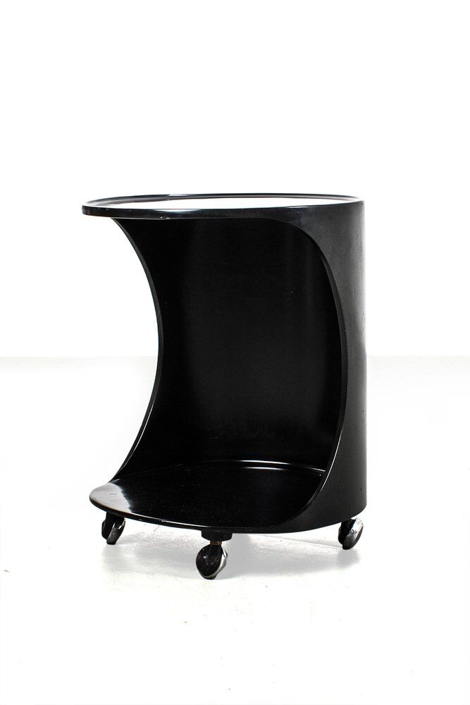 Black Side Table on Wheels