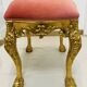 Louis XV Rococo style stool in gilded wood – pink seat – 20th century
