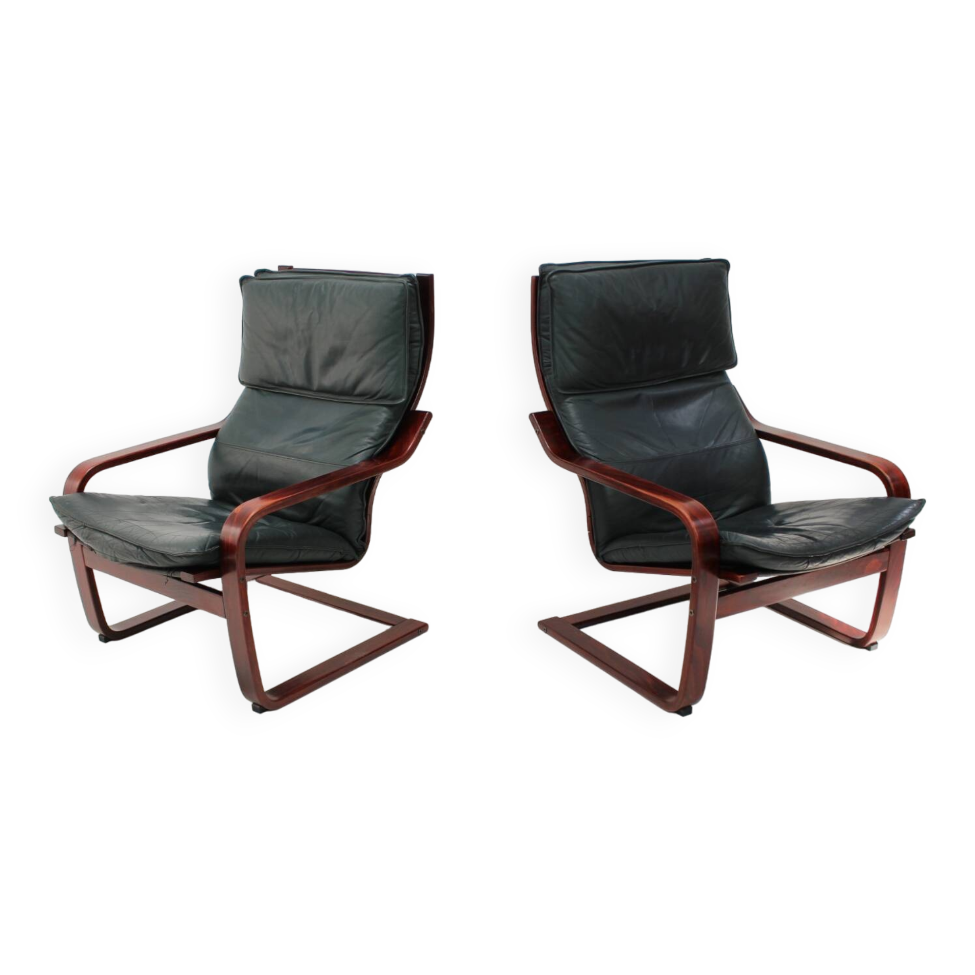 Set of Two Leather Armchairs by IKEA, Sweden, 1980's