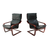 Set of Two Leather Armchairs by IKEA, Sweden, 1980's