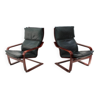 Set of Two Leather Armchairs by IKEA, Sweden, 1980's