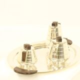 Art Deco Silver-Plated Tee or Coffee Set With Matching Tray, France, 1930s