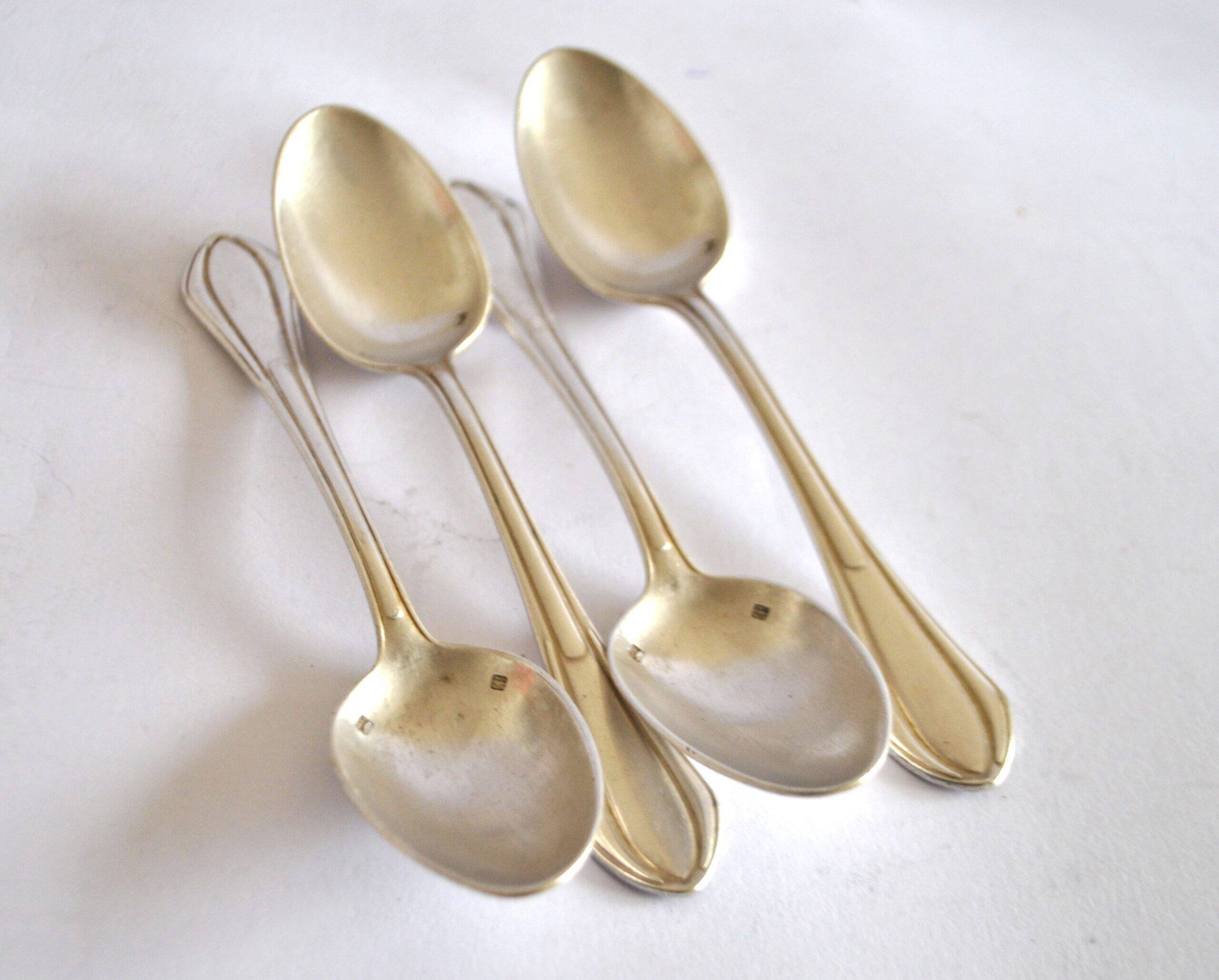 SFAM set of 4 Art Deco silver-plated teaspoons in Printania style