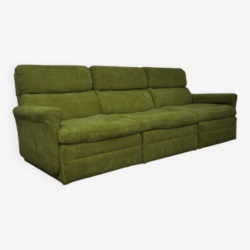 Green Corduroy Modular Sofa, 1970s, Set of 3