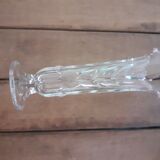 Vase en cristal transparent type soliflore ciselé épi sur 4 faces - Evasement forme fleur - H 19.5