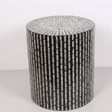 Pearlescent Mosaic Coffee Table Black&Cream 40x43 cm