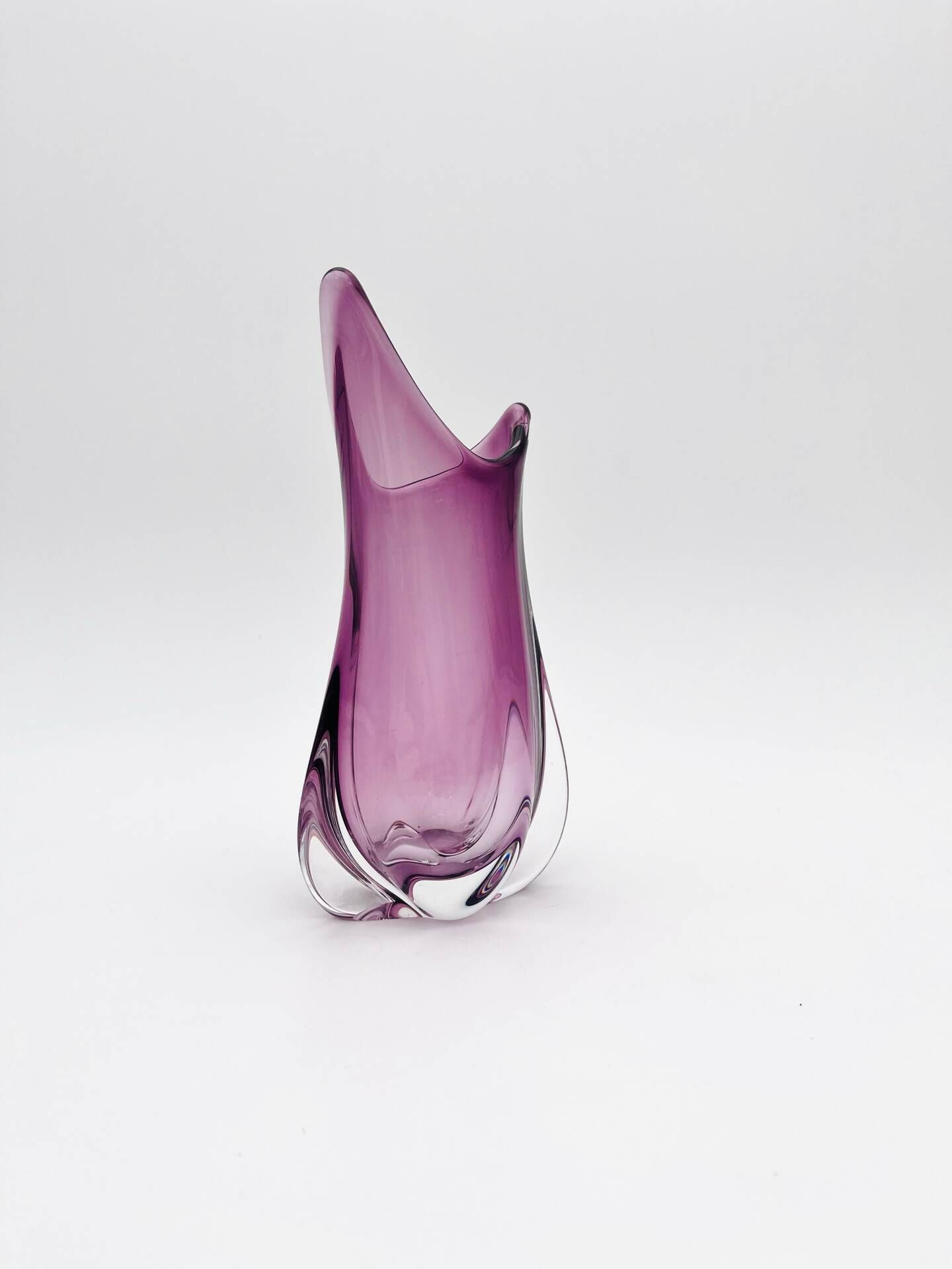 Murano Sommerso Vase Sculptural Organic Amethyst