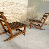 Pair of slatted armchairs, 1970