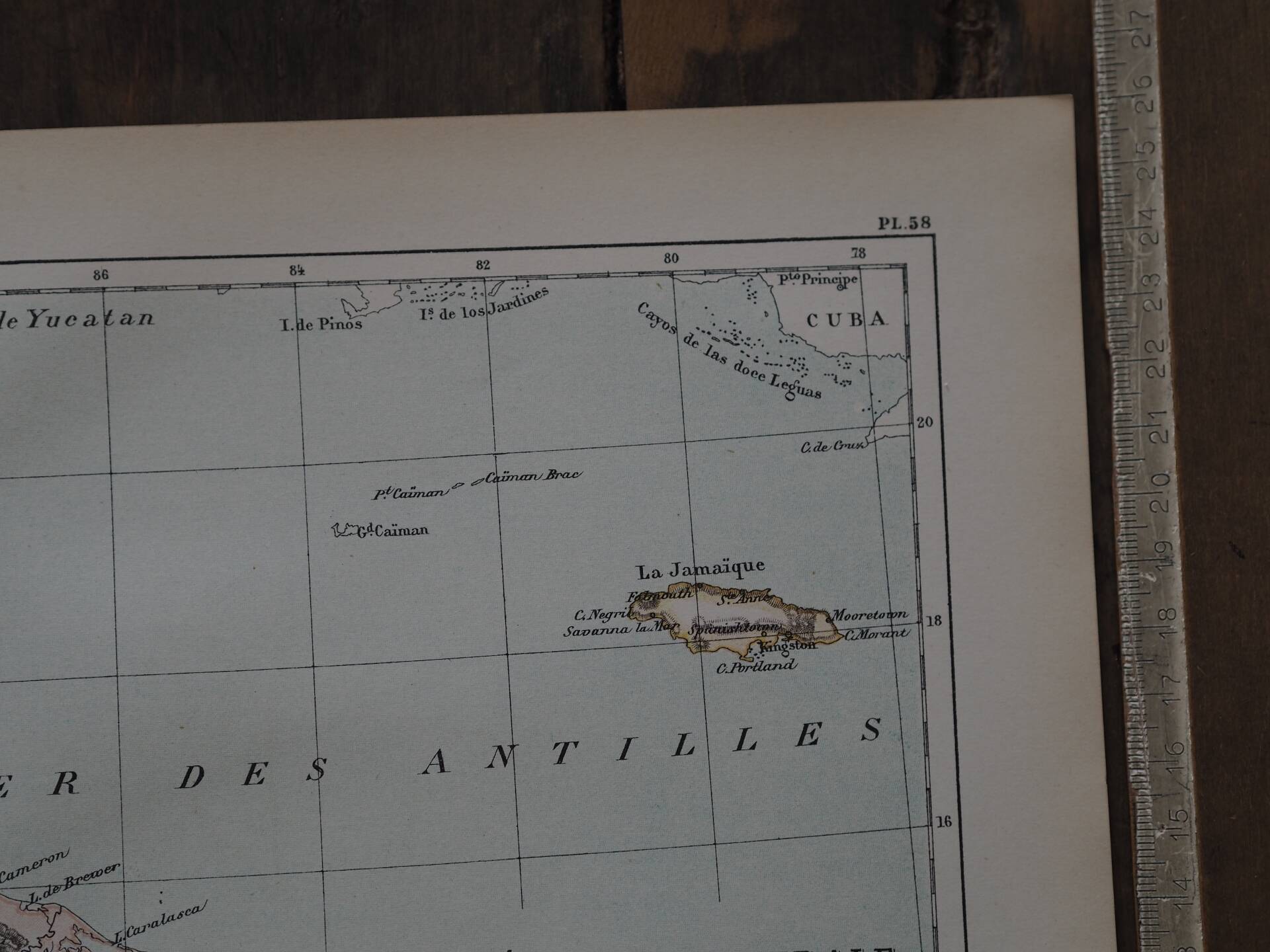 Central America, old map 1887 – Vintage geographical map.