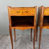 Pair of marquetry bedside tables, 20th century