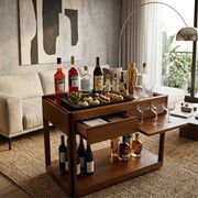 Angelo Mangiarotti for Molteni 4D Series solid wood Bar Cart 1970s